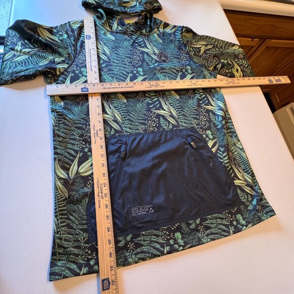 Saga Outerwear Saga Tech Hooded Pullover Adult Large Black Green Leaf Print - Picture 9 of 13